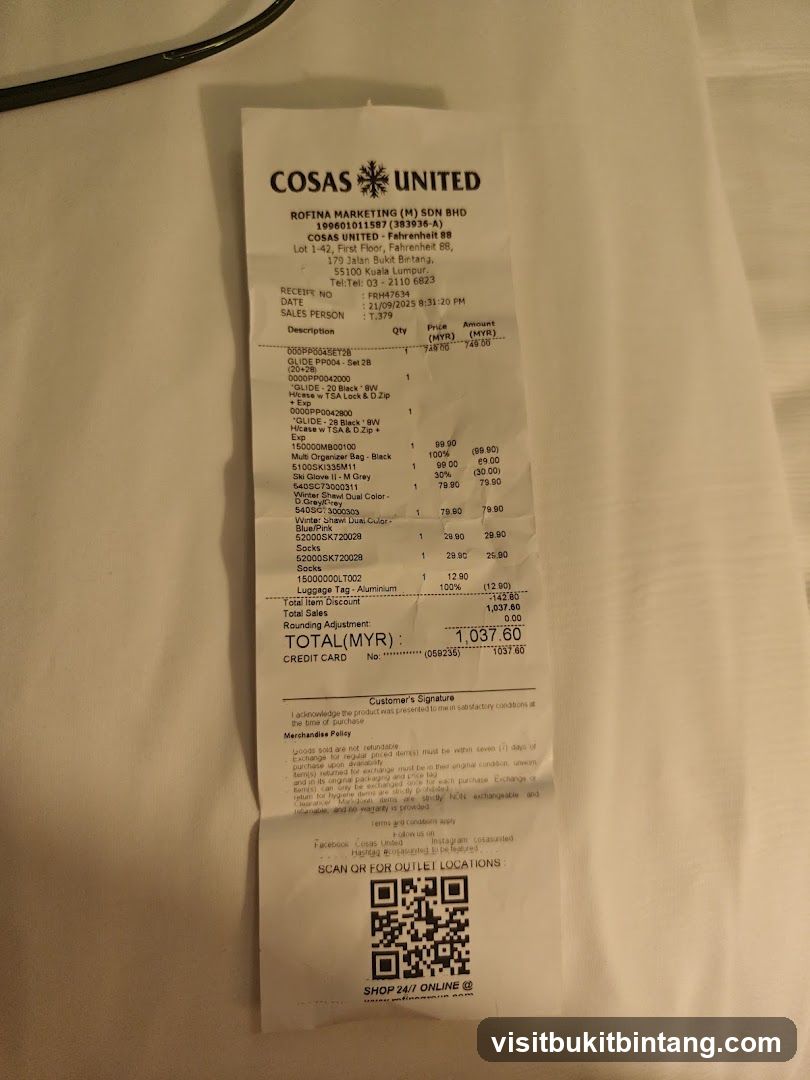 Receipt from Cosas United
