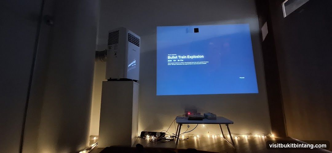 Home theater setup with projector