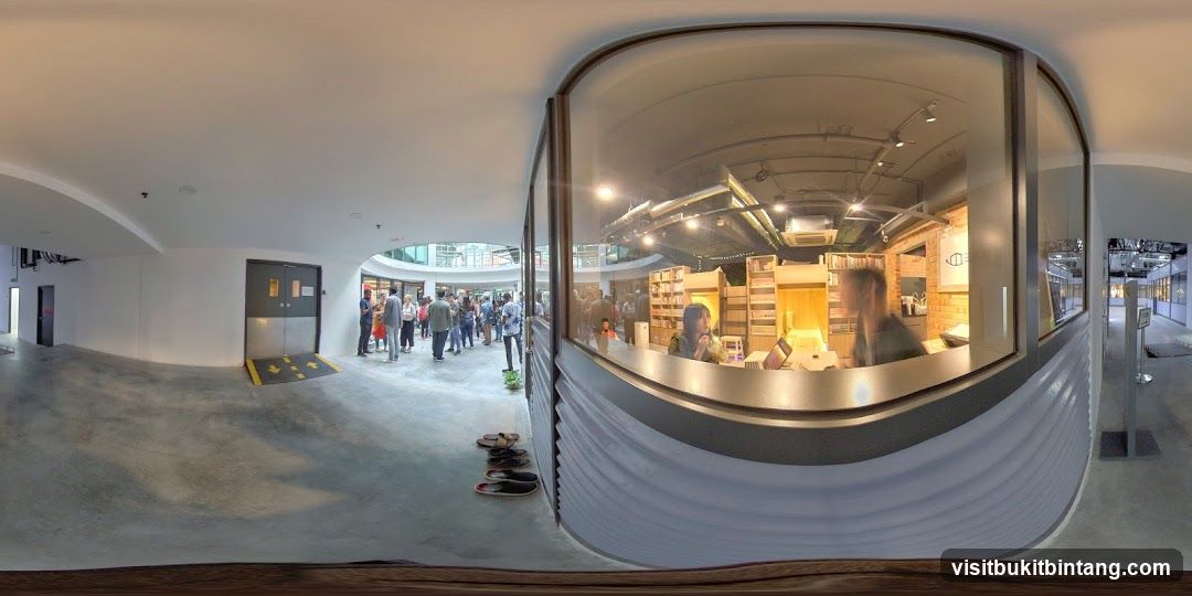 Interior of a bookstore with customers