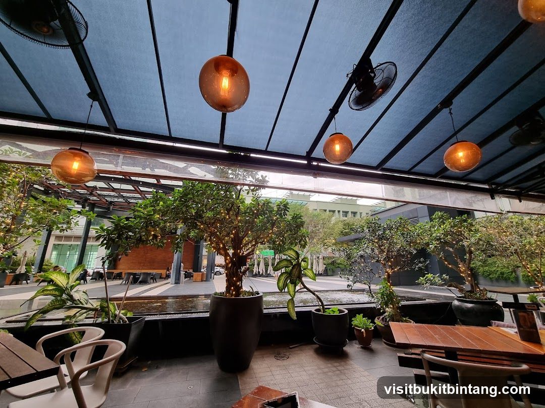 Outdoor Seating Area with Decorative Lighting
