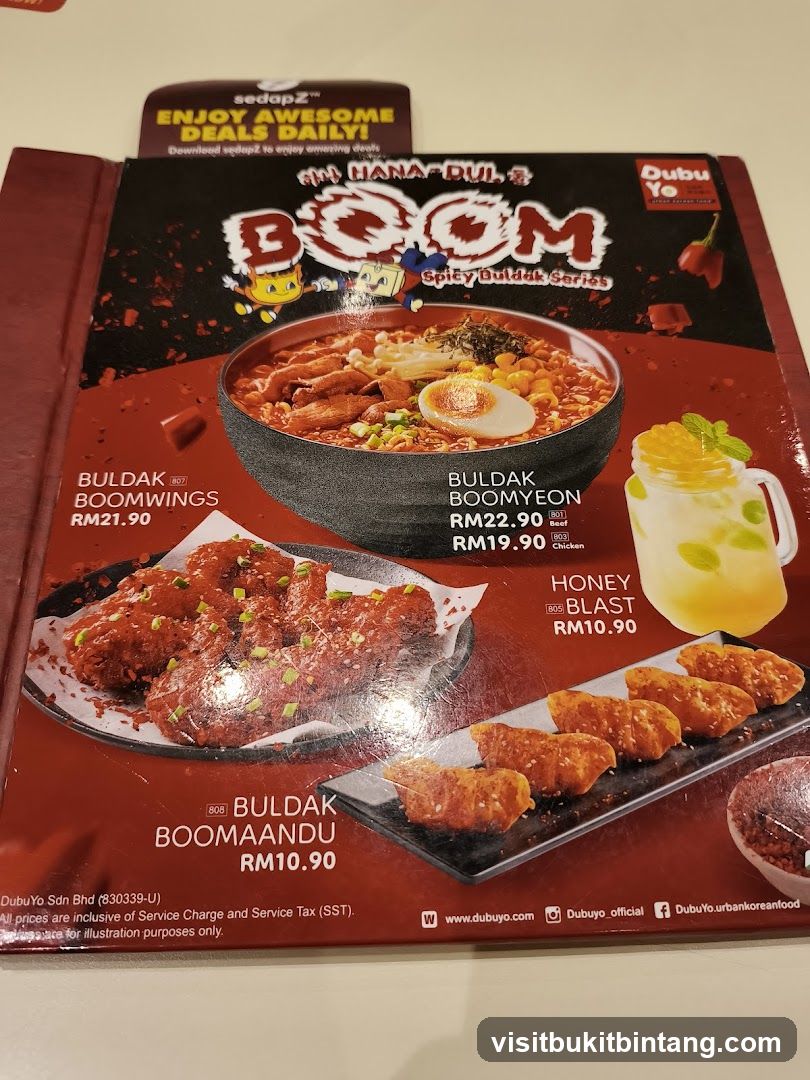 Dubu Yo Spicy Buldak Series Menu