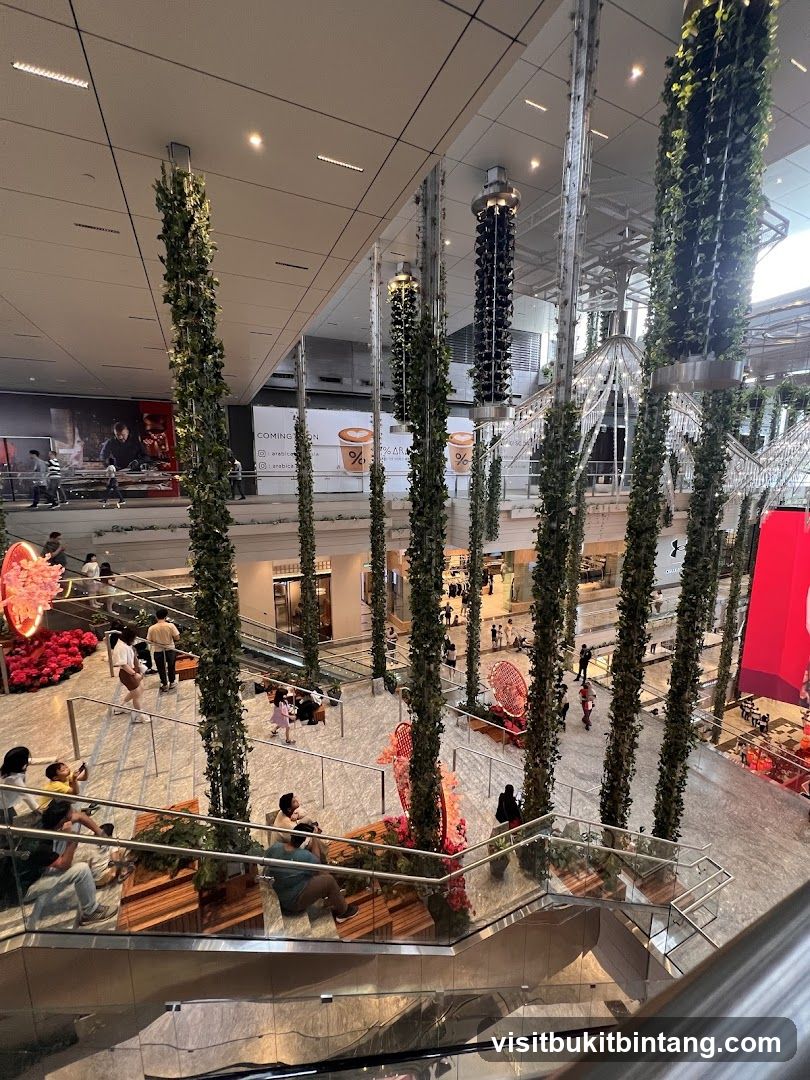 Indoor shopping mall with vertical gardens