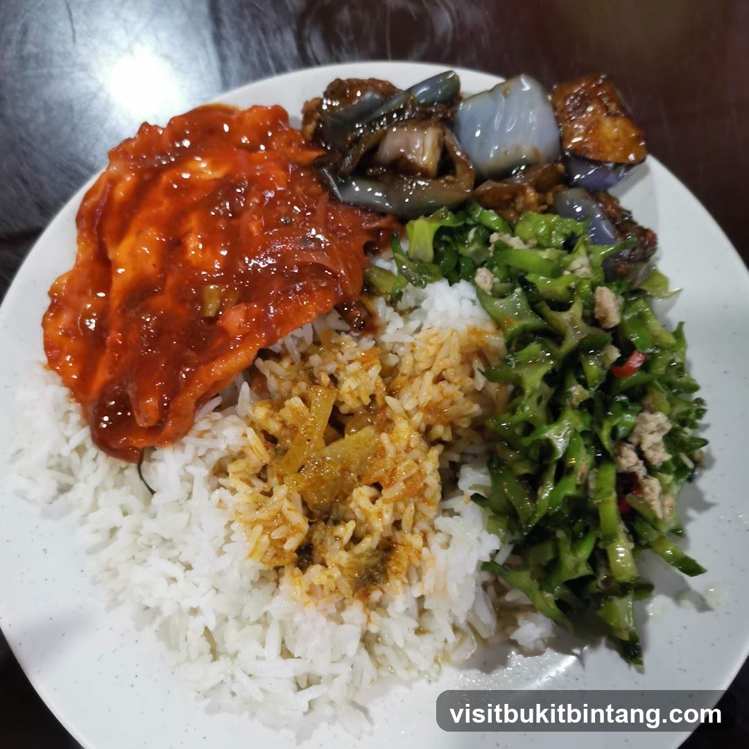 Plate of Rice with Various Dishes