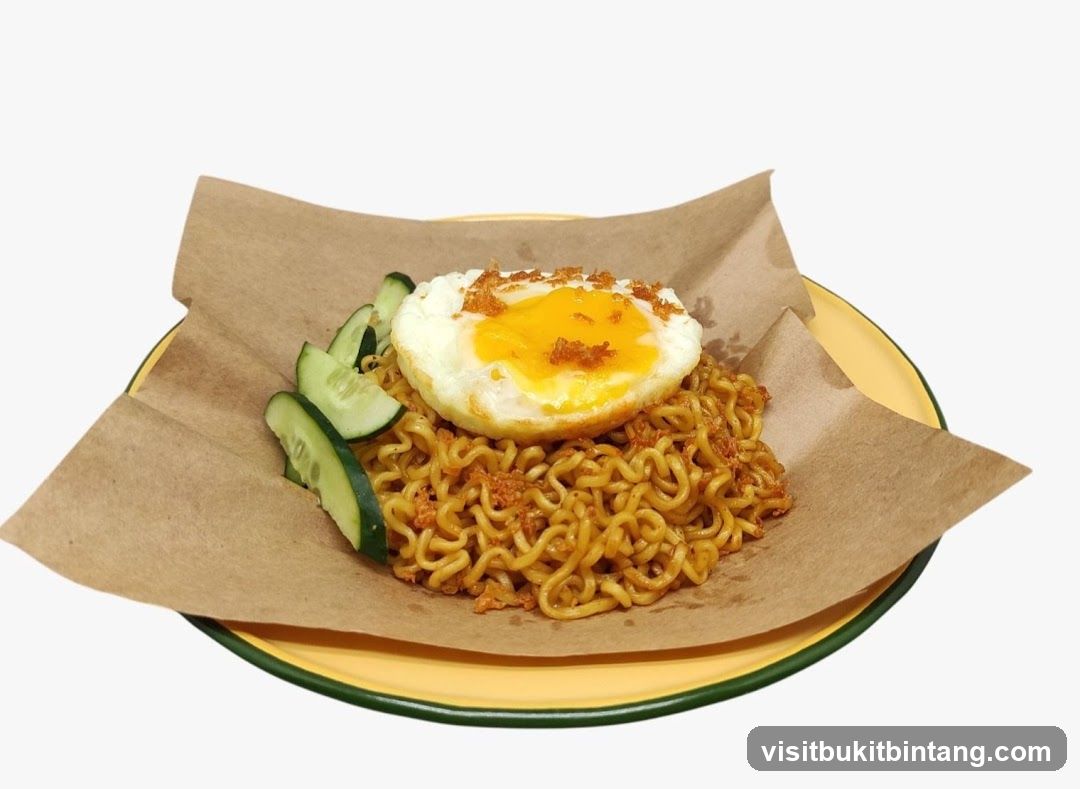 Noodles with Fried Egg and Cucumber