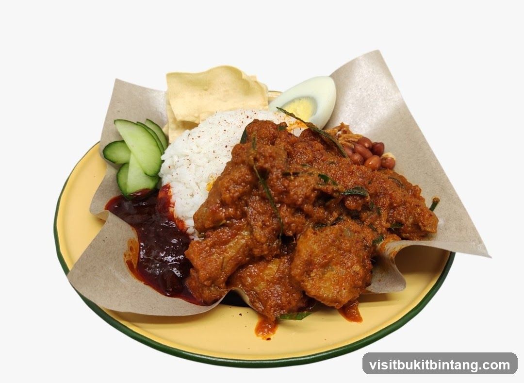 Nasi Lemak with Beef Rendang