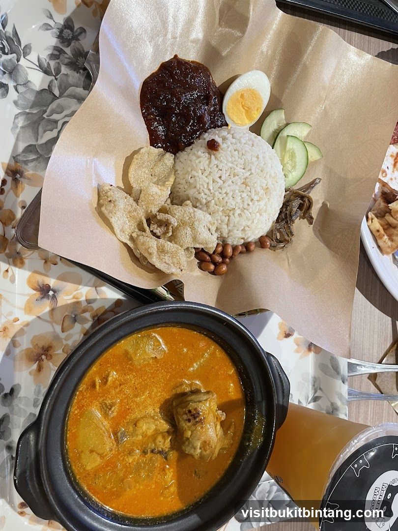 Nasi Lemak and Curry Chicken