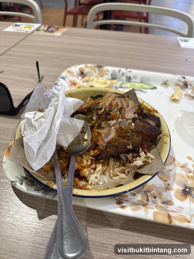 Half-eaten meal on a tray