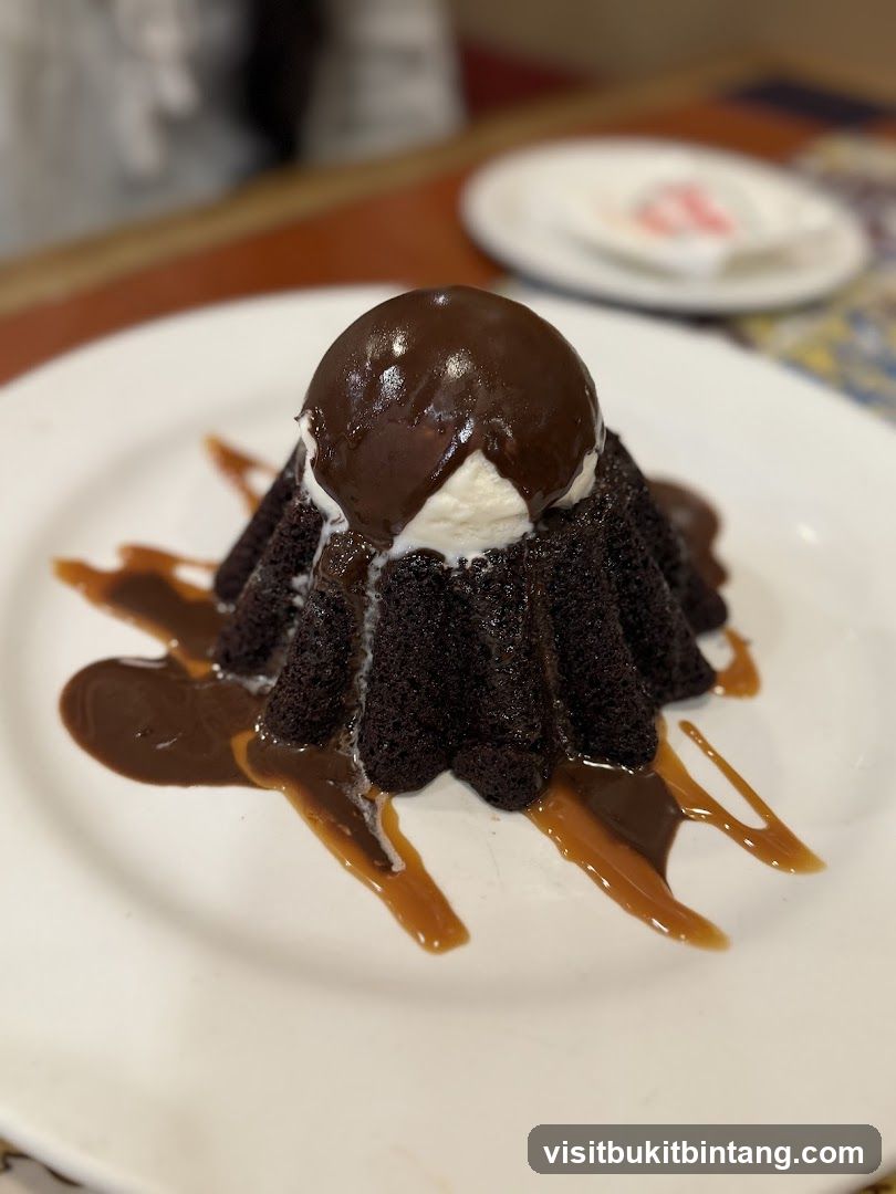 Chocolate Lava Cake with Ice Cream and Caramel Drizzle