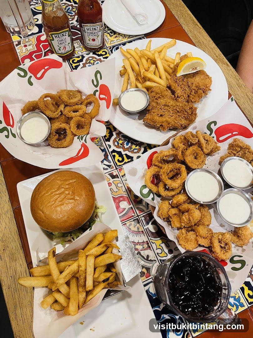 Fried Appetizers and Burger