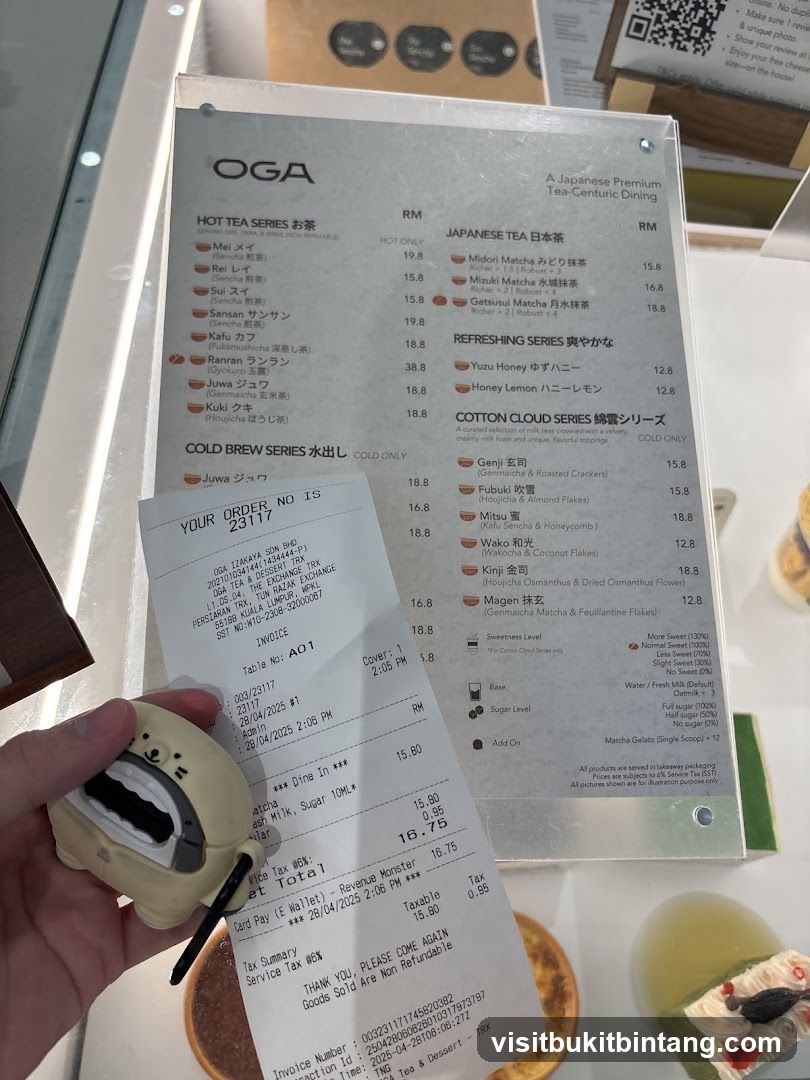 OGA TEA & DESSERT Menu