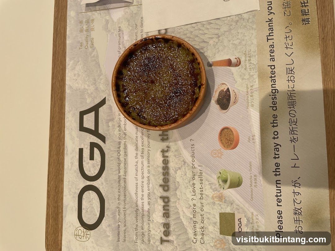 Matcha dessert with OGA branding