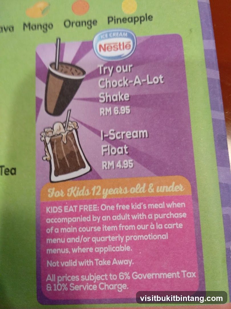 Nestle Ice Cream Menu