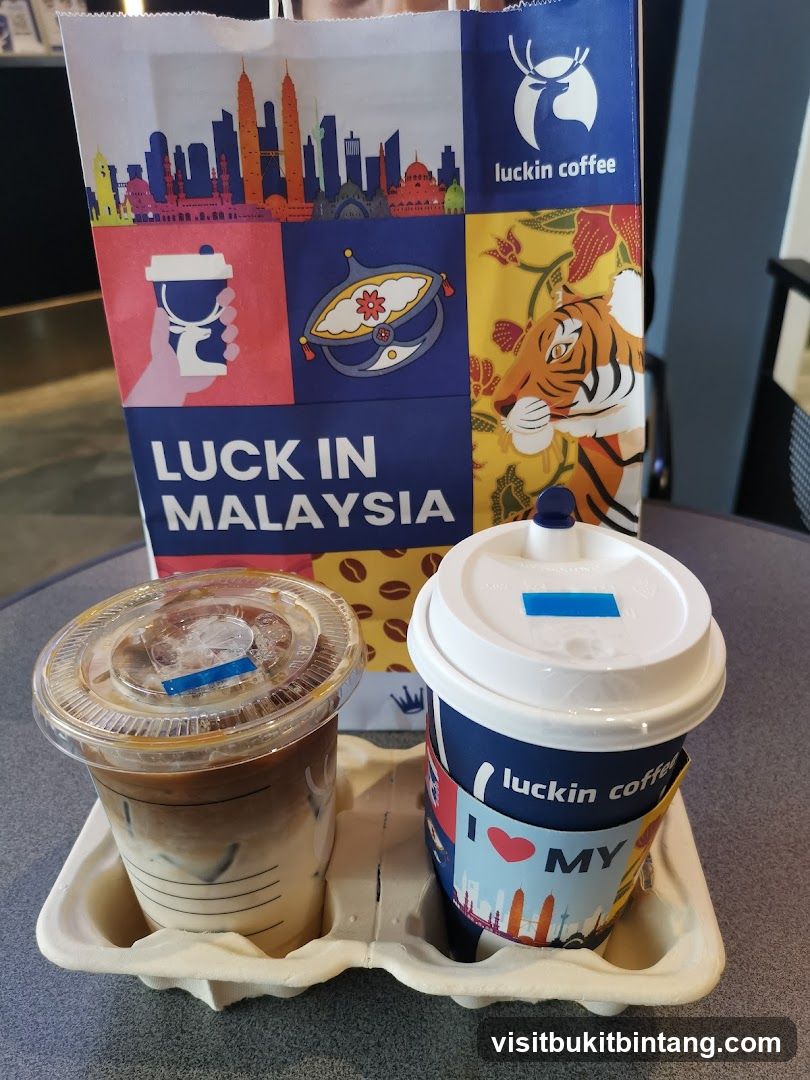 Luckin Coffee drinks and bag