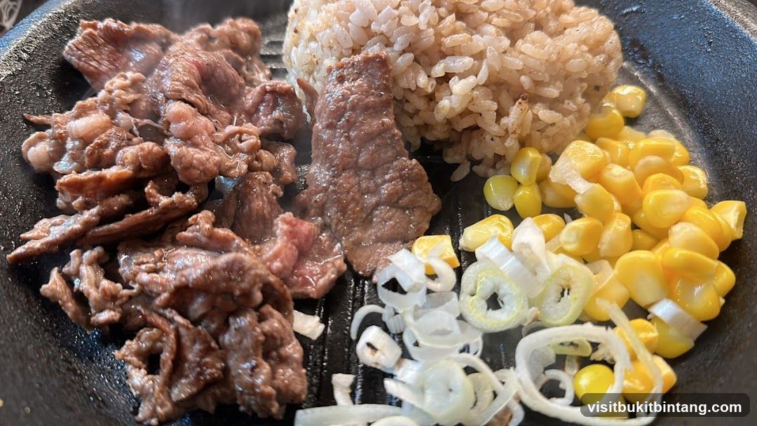 Sizzling Beef and Rice Platter