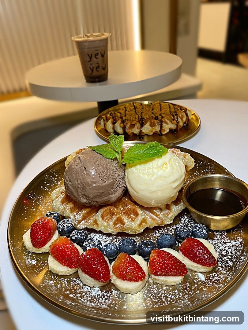 Waffles with Ice Cream and Fruit