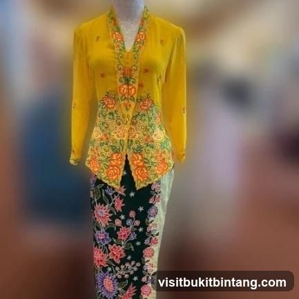 Yellow Kebaya with Floral Batik Sarong