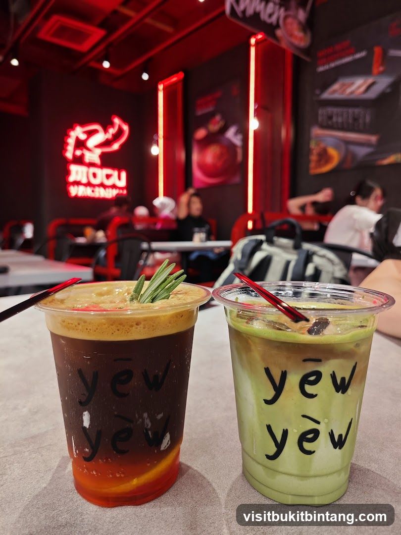 Two drinks with branding