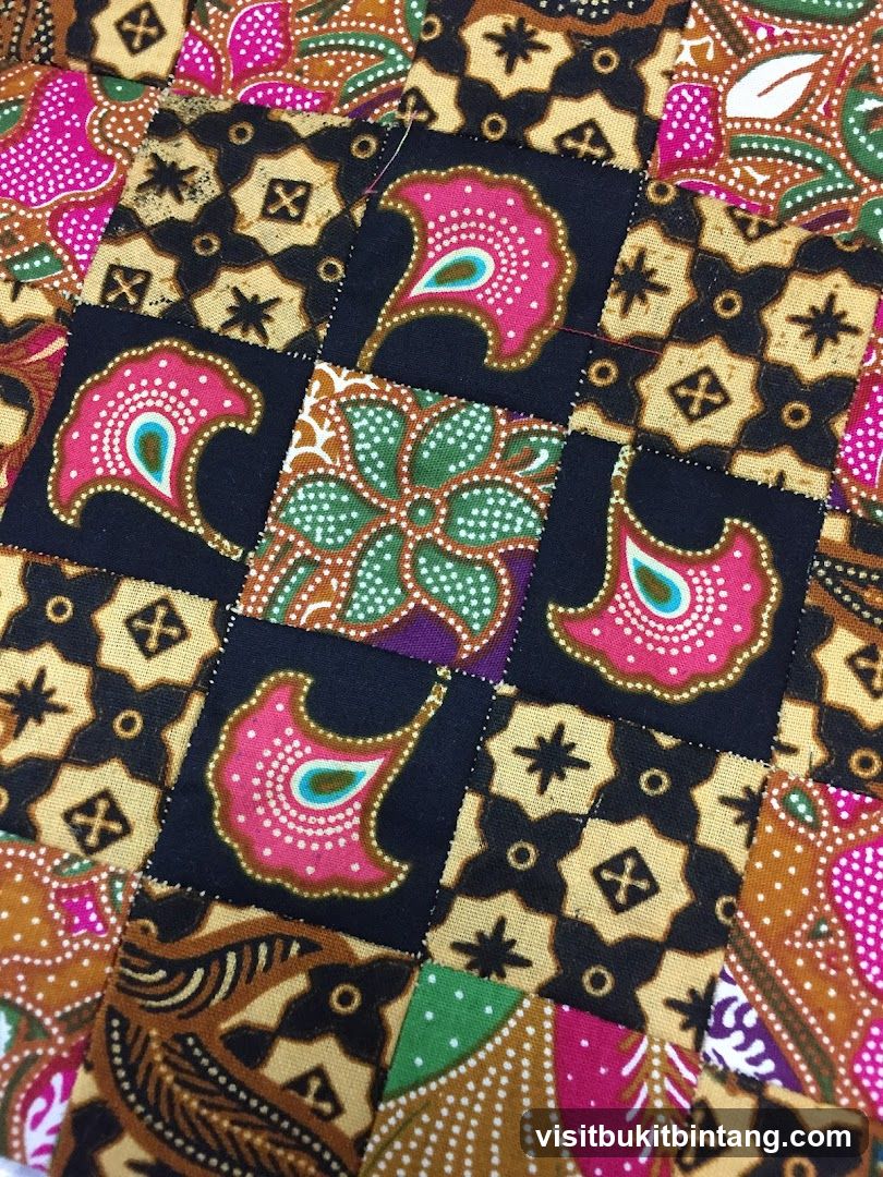 Quilted Fabric with Batik Patterns