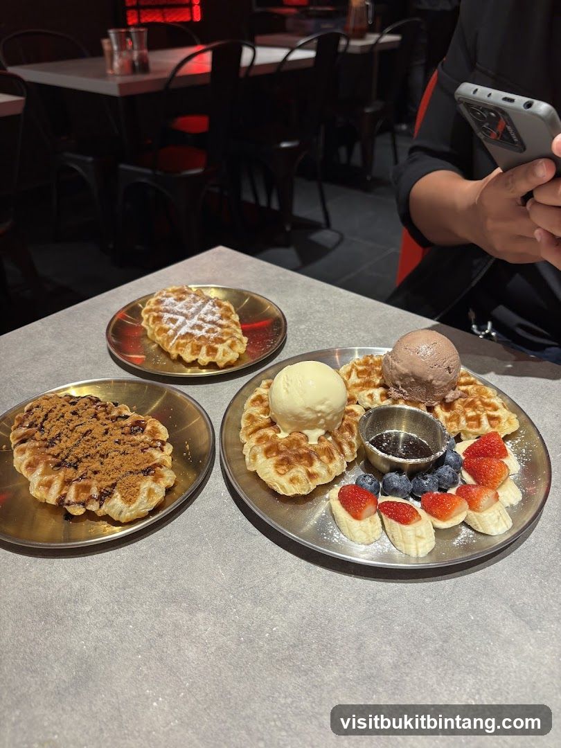 Waffles with Ice Cream and Fruit