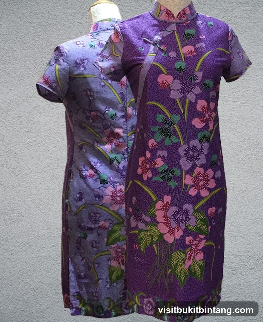 Two Mannequins Wearing Floral Cheongsams