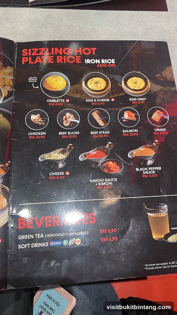 Sizzling Hot Plate Rice Menu