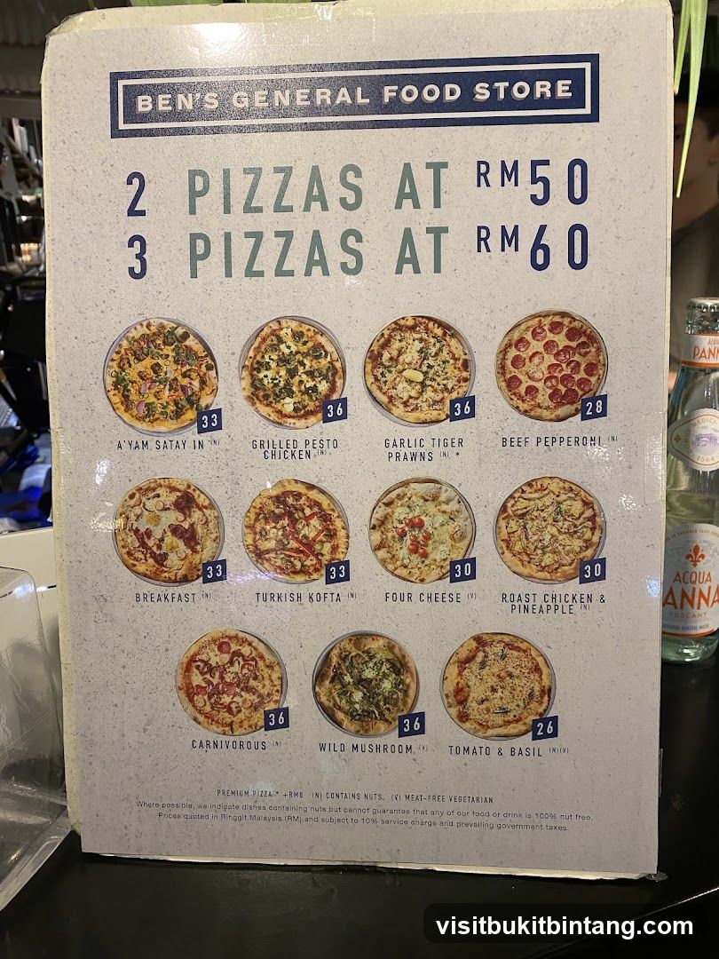 BEN'S GENERAL FOOD STORE PIZZA MENU