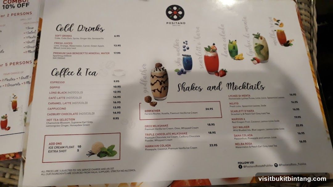 Positano Menu