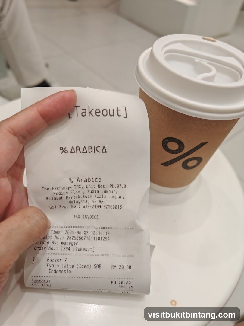 % Arabica Receipt and Coffee Cup