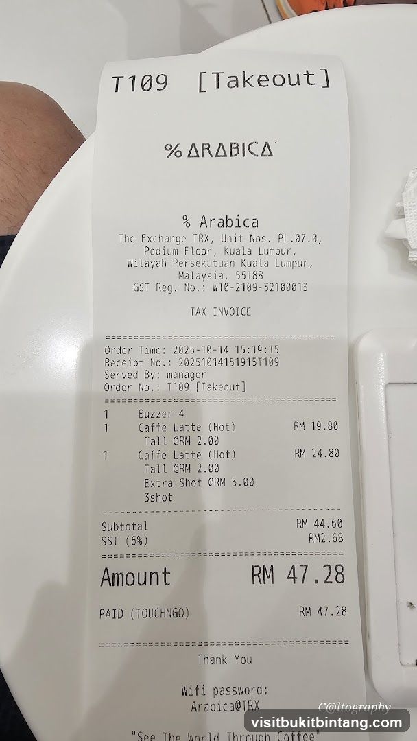 % Arabica Receipt