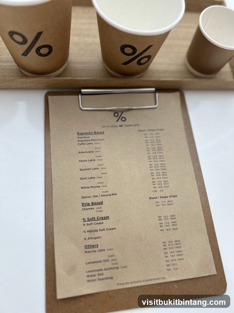 % Coffee Menu