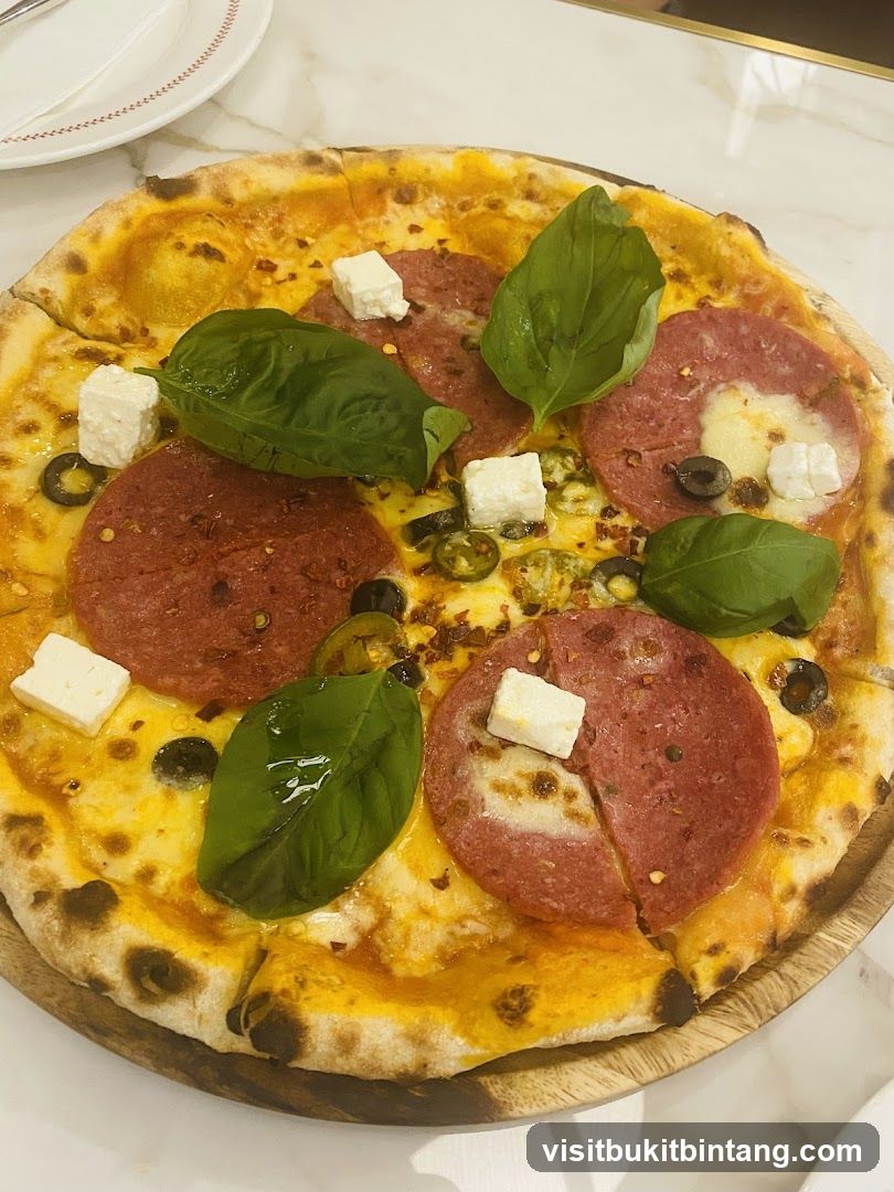 Pizza with Salami and Feta