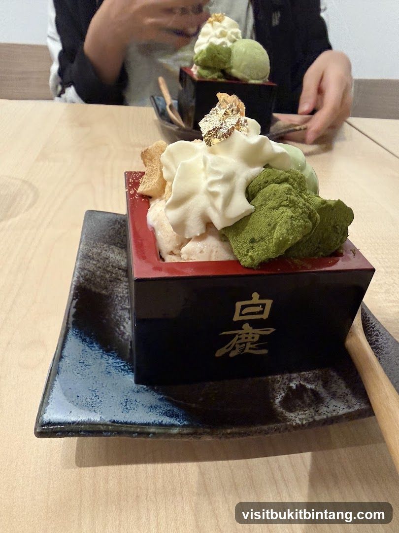 Dessert with Whipped Cream and Matcha Powder