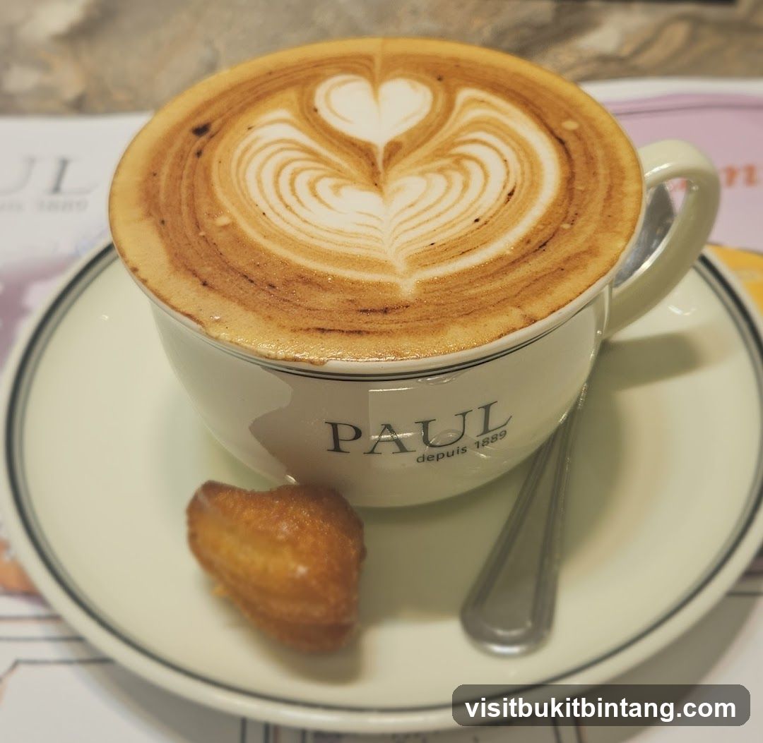 Cappuccino with Latte Art and a Madeleine