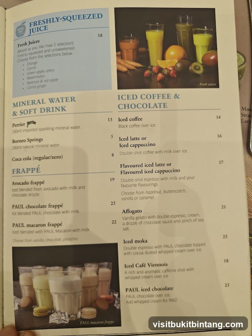 Freshly-Squeezed Juice, Mineral Water & Soft Drink, Frappé, Iced Coffee & Chocolate
