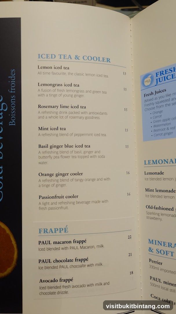 Cold Beverage Menu