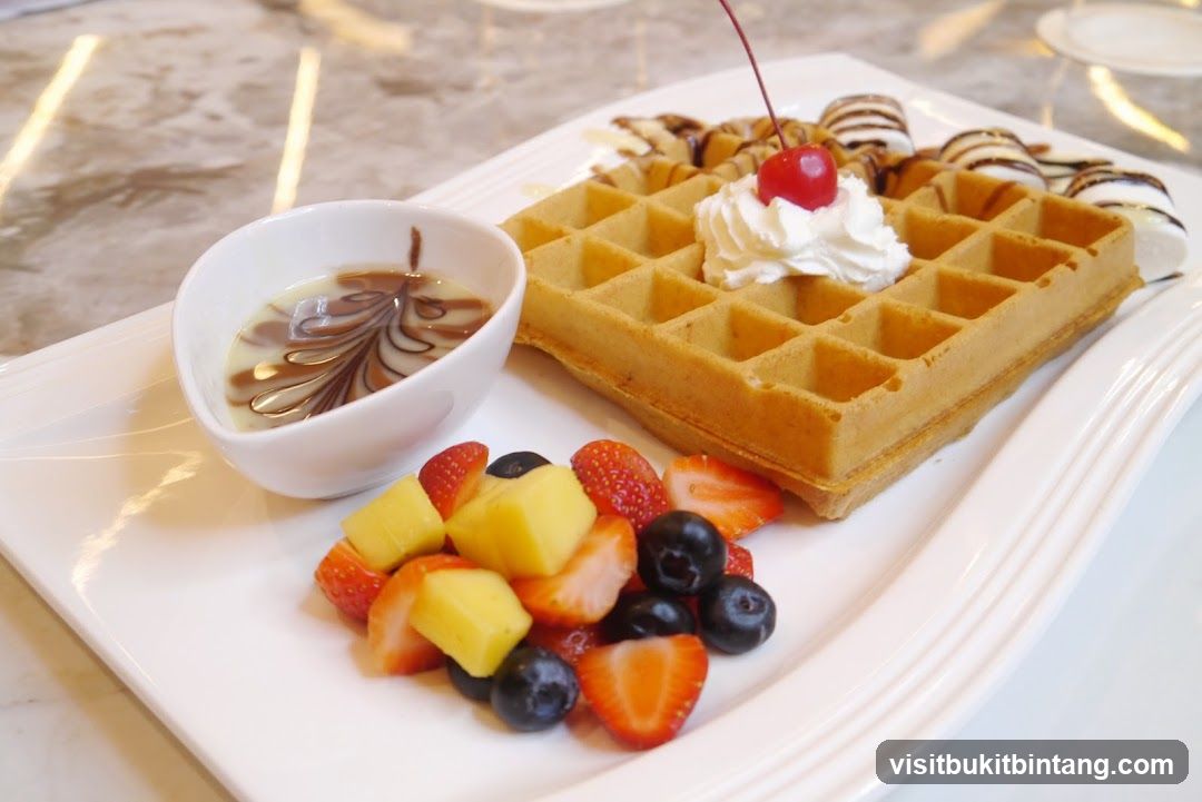 Waffle with Fruit and Chocolate Sauce