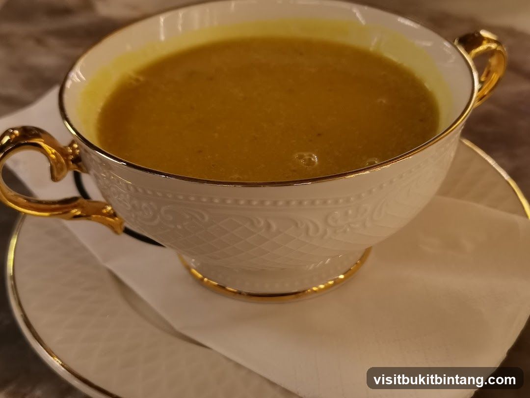 Soup in a decorative cup