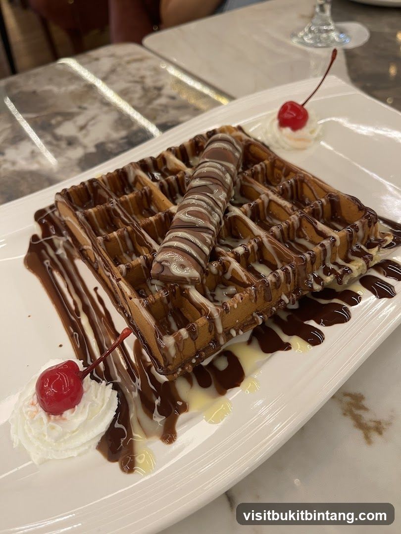 Waffle with Chocolate and Cherry