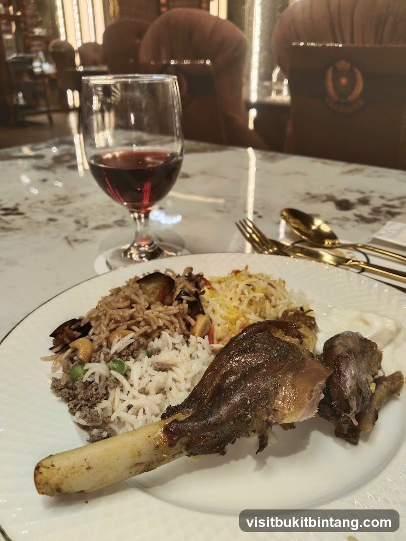 Lamb Shank Meal with Rice and Wine