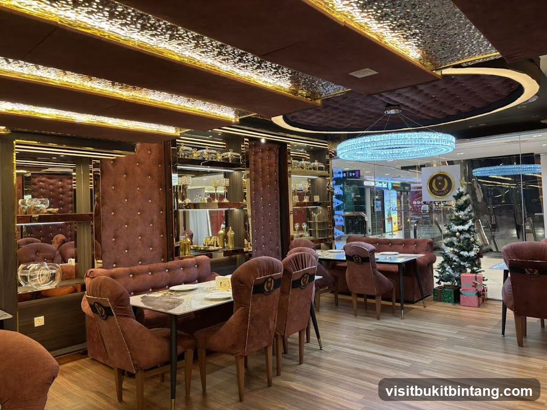 Restaurant Interior with Plush Seating and Modern Chandelier