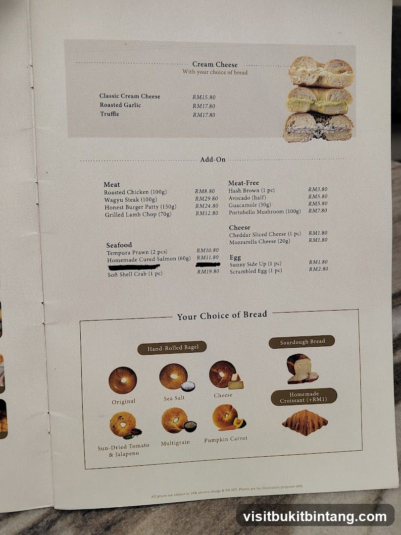 Menu with Add-Ons and Bread Choices