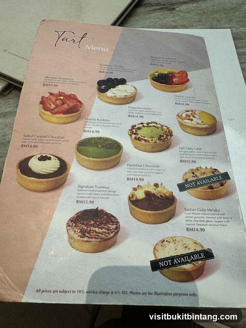 Tart Menu