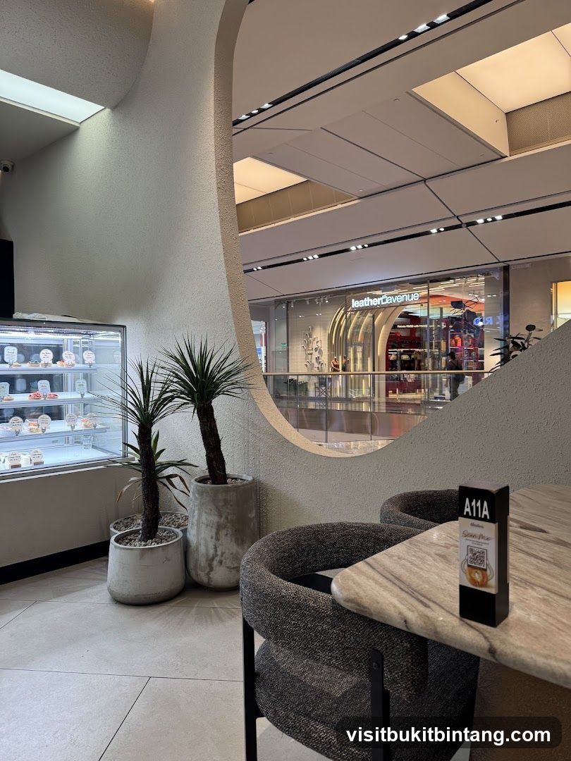 Cafe Interior with Display Case and Table