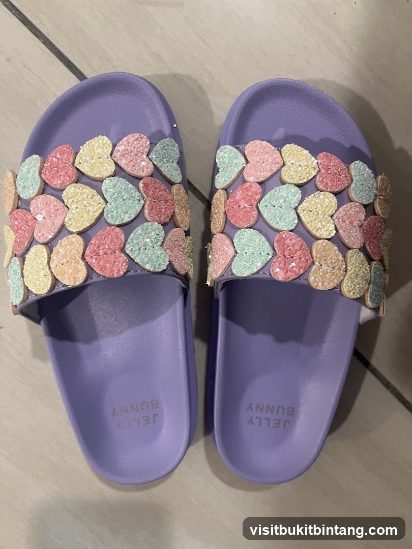Purple Slides with Heart Embellishments