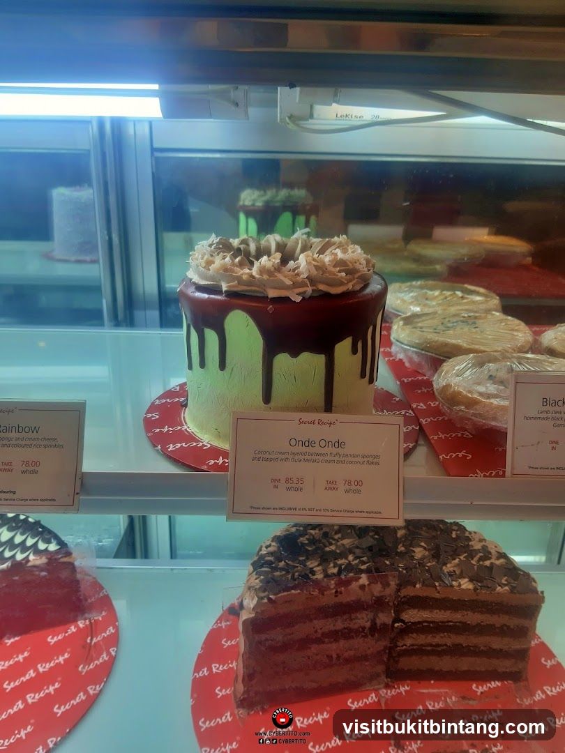 Cakes in a display case