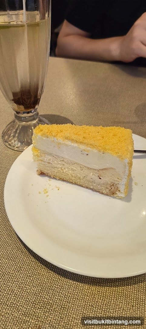 Slice of cake with drink