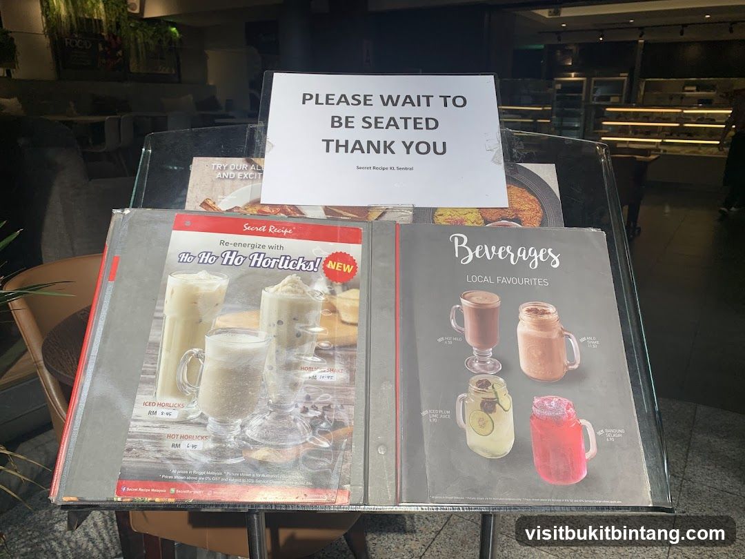Secret Recipe Menu Display