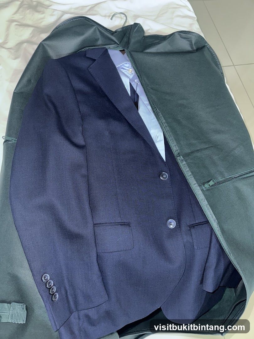 Navy Suit in Garment Bag
