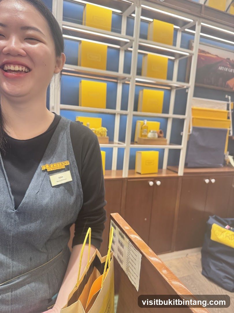 L'Occitane Employee with Shopping Bags