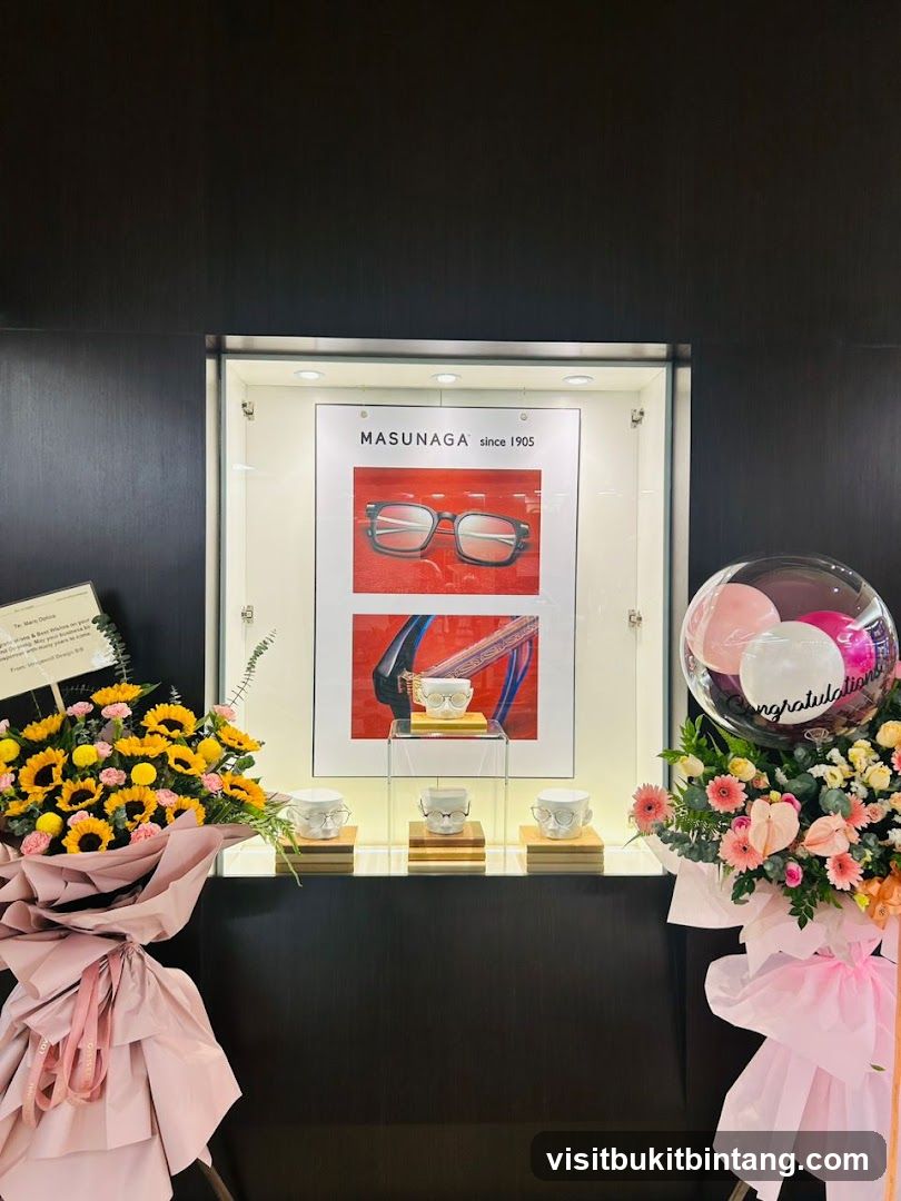 Eyewear Display with Floral Arrangements